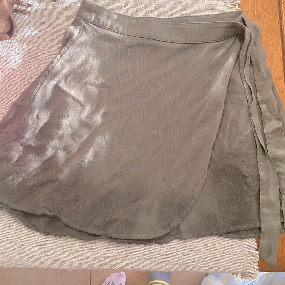 Olive green wrap skirt